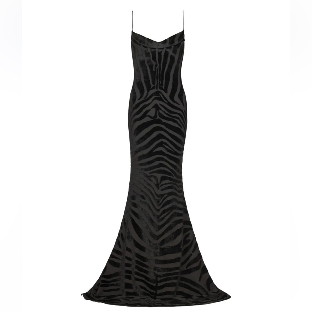 Balmain Zebra-Print Maxi Dress Black Women’s Size 40/L